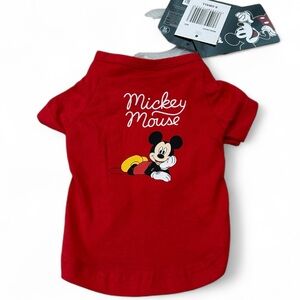 Disney Mickey Mouse Pet Shirt Dog Size XS NWT Red Puppy Holiday Gift